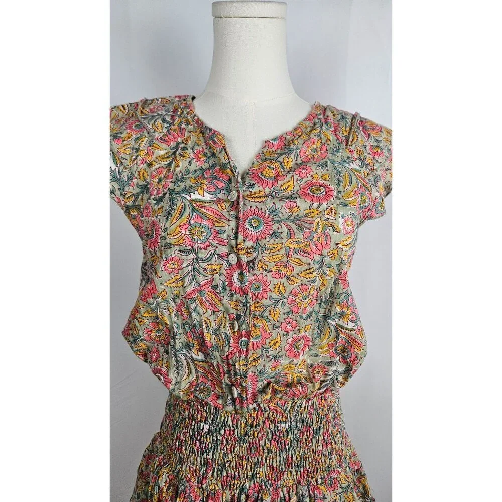 Perry Walker Collective Jenny Mini Dress Size 6 size 8 Boho Floral Green Pink - Picture 4 of 12